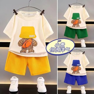 Bé Trai Và Bé Gái Top + Quần Short 2 Bộ Mùa Hè Mới Hàn Quốc Trẻ Em Thường Ngày Thoáng Khí Bộ Gấu Tay Ngắn