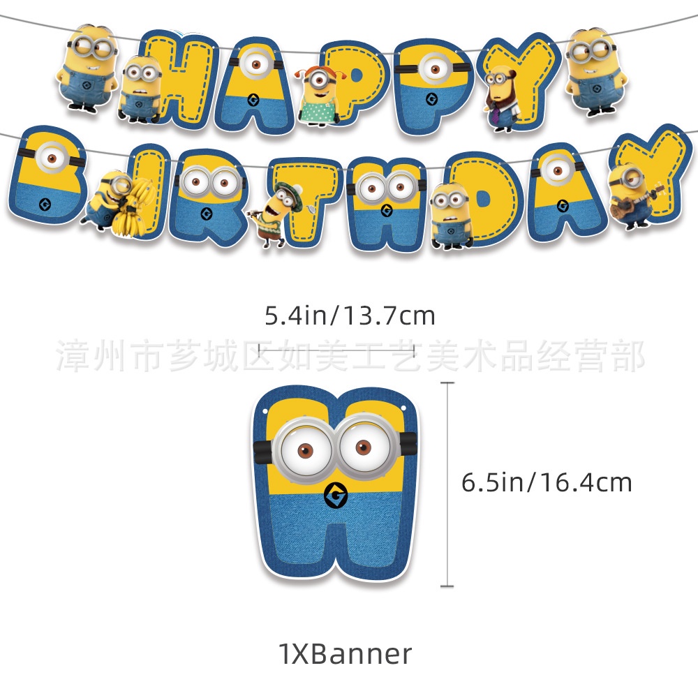 ST2 Despicable Me Minions Chủ Đề Trẻ Em Sinh Nhật Trang Trí Biểu Ngữ Bánh topper Bóng Bộ Cung Cấp TS2