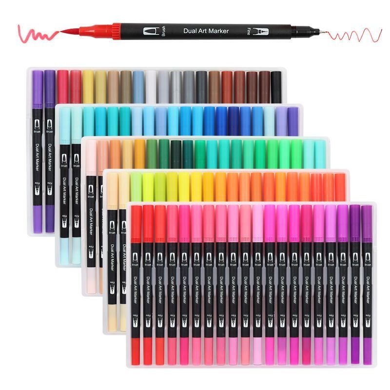 Set 12/24/36/60 Bút Lông 2 đầu Dual Tip Brush Pens Fineliner Viết