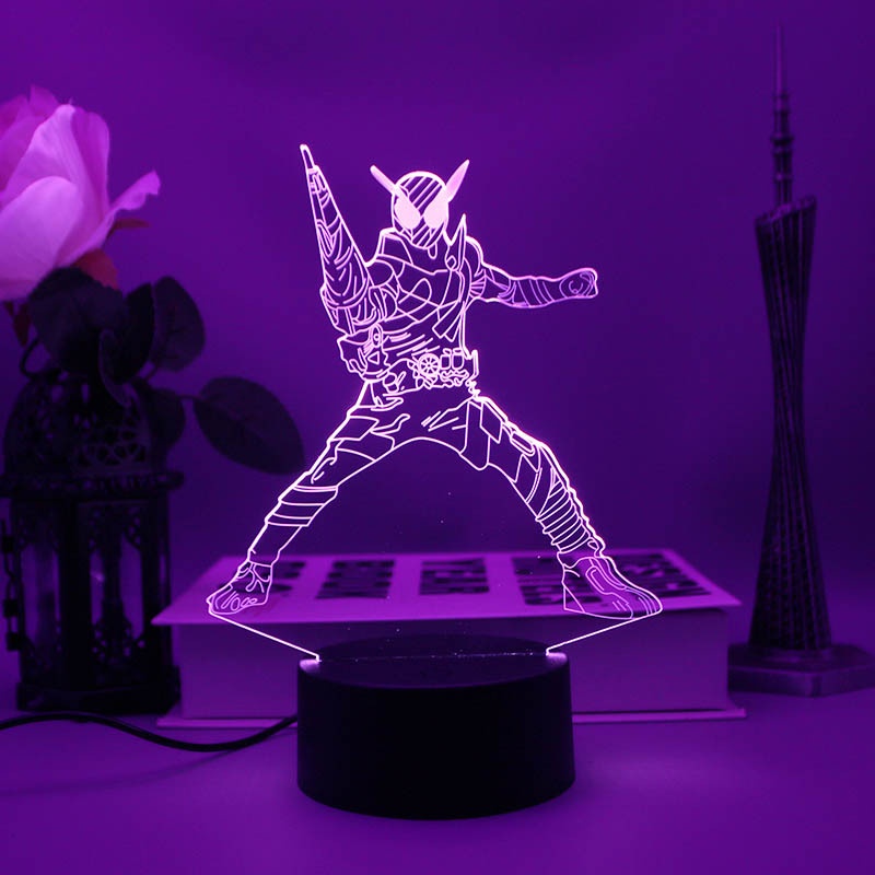 HK1 Mặt nạ Kamen Rider Đèn ngủ Anime 3d Đèn LED từ xa Sạc USB Chiếu sáng Thập kỷ Revice Zero-One Trang trí nội thất Gi