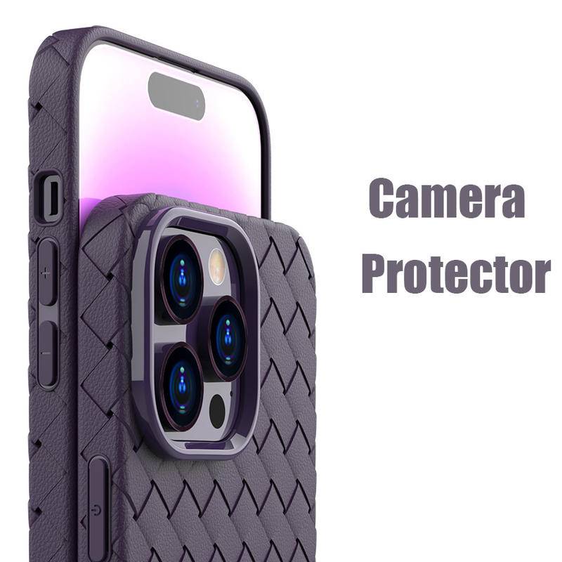 Sang Trọng Sâu Tím Bím Dệt Họa Tiết Dành Cho iPhone 12 11 Pro Max Phụ Kiện Điện Thoại Cho iPhone 12 11 series