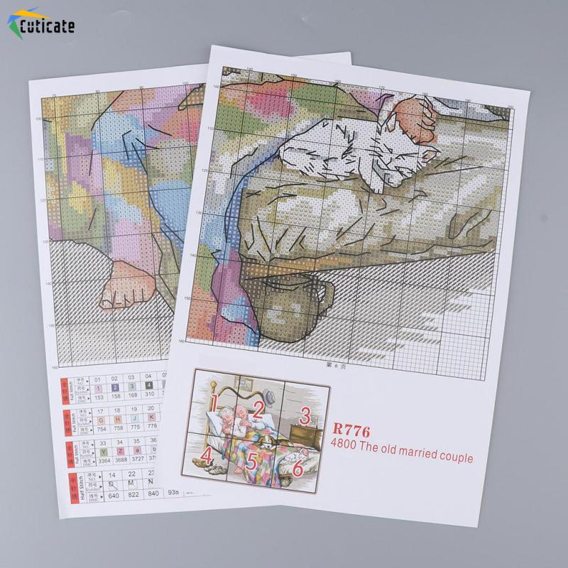 [Cuticate]  Tranh Thêu Chữ Thập Hình Cặp Đôi Lãng Mạn Đếm Ngược 44x36cm