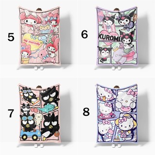 Sanrio 4 Kích Thước Chăn Flannel Cinnamoroll & Kuromi & Hello Kitty & Melody Hoạt Hình Dễ Thương Trẻ Em Một Mặt Flannel Chăn Điều Hòa Không Khí Chăn Ngủ