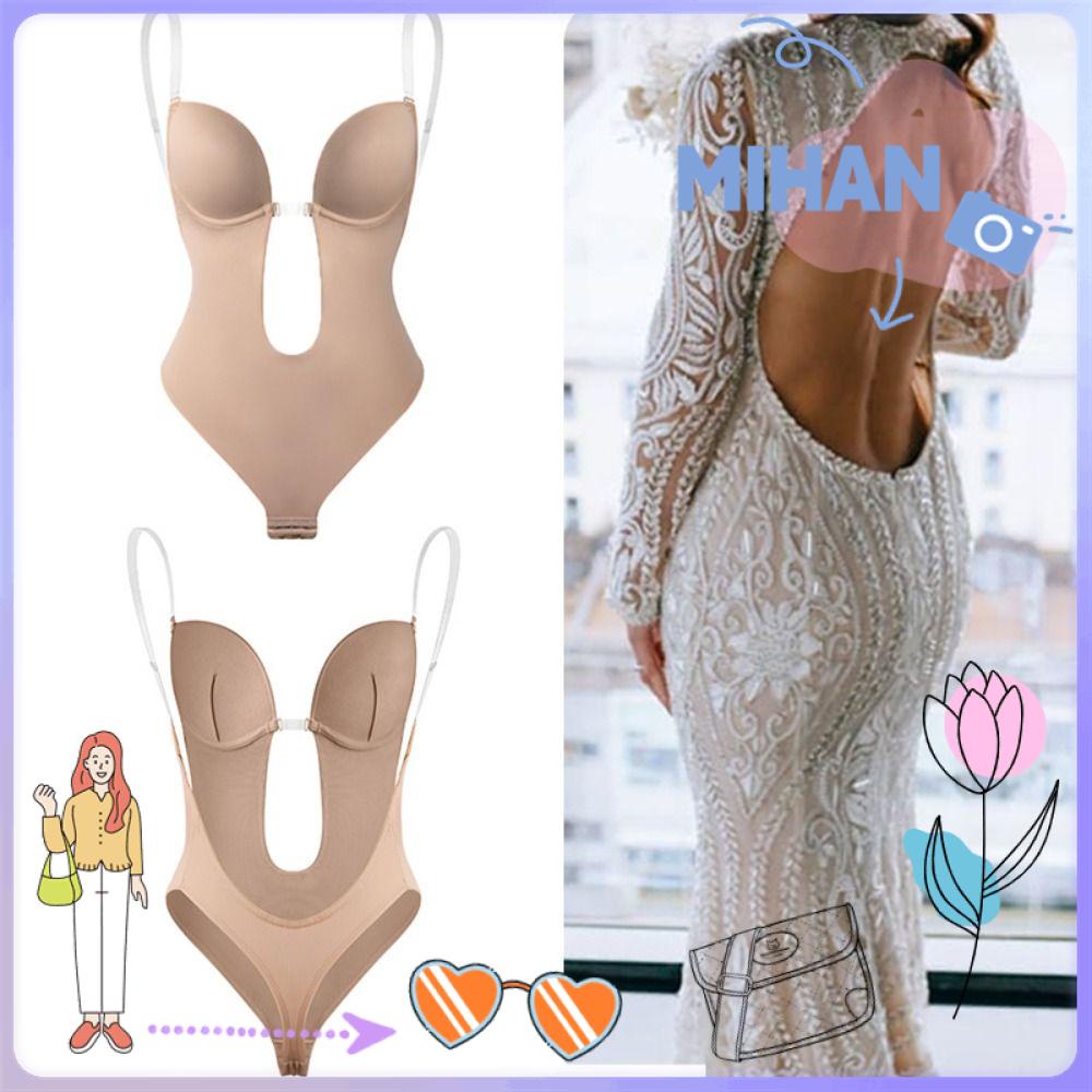 MIHAN1 Women U Plunge Backless Underwear Plunge Bras Backless Dress Invisible Push Up Bra Body