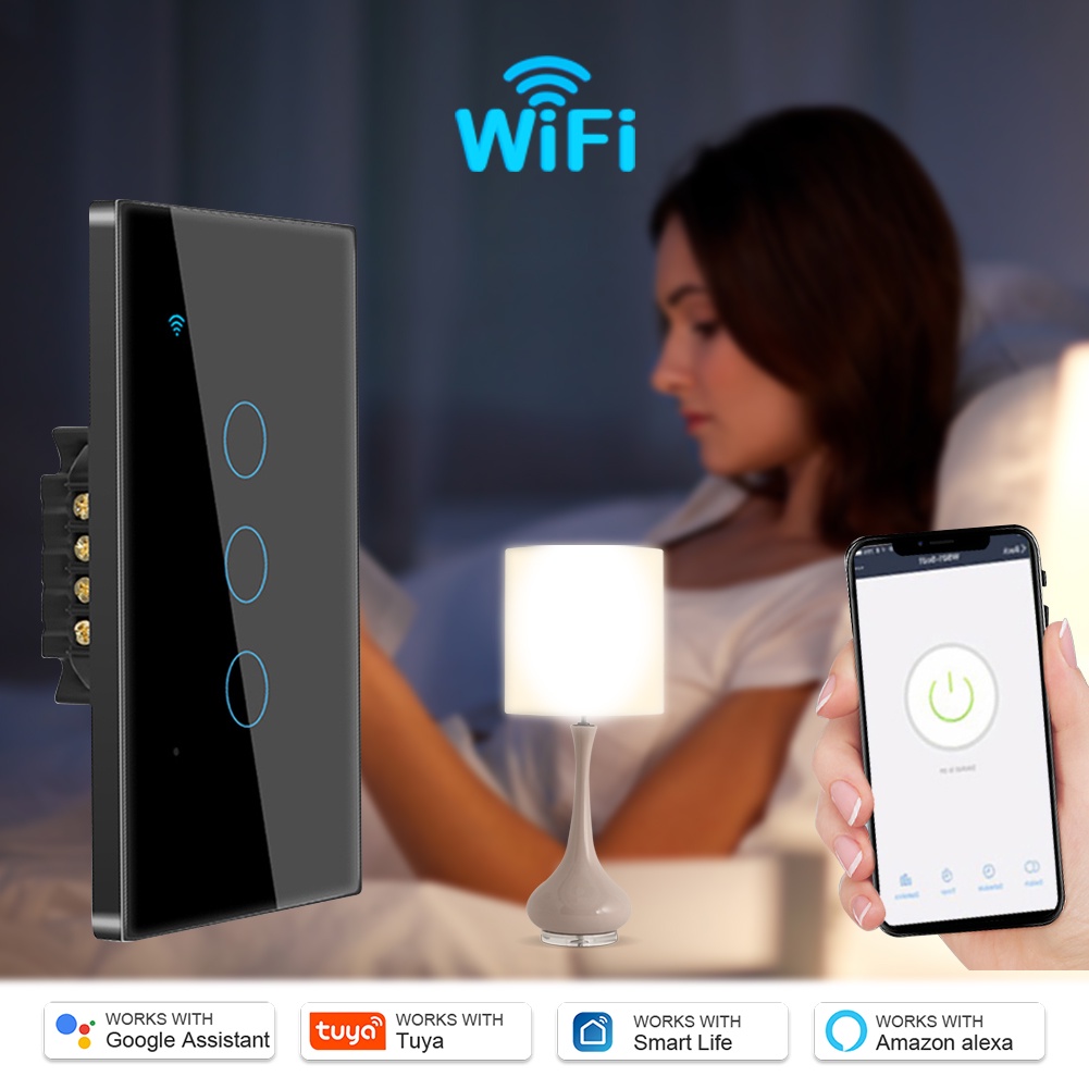 Ảnh Aubess 1/2/3/4 Gang 2.4g Wifi Ứng dụng công tắc cảm ứng thông minh Điều khiển từ xa 3