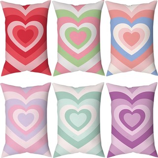 Vỏ gối bằng vải polyester hình chữ nhật tình yêu đầy màu sắc Yêu bạn mãi mãi Ngày lễ tình nhân In một mặt Sofa Vỏ gối trang trí nhà (Không có lõi gối)