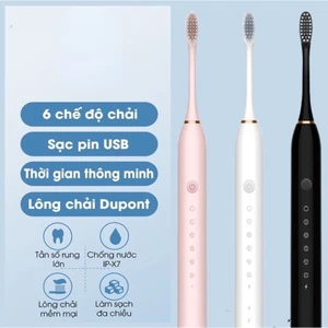 Bàn chải đánh răng điện thông minh x3 pro multi-function, nâng cấp sonic, 3 đầu, 6 chế độ chăm sóc, chống nước IPX7
