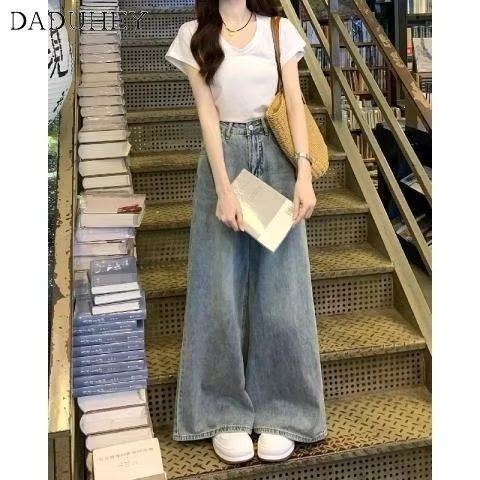 Ảnh Quần jean dài DADUHEY ống rộng lưng cao size lớn phong cách đường phố Mỹ mới 4