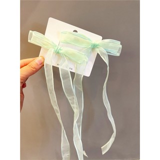 Set 2 Kẹp Tóc Nơ Ruy Băng Bản Nhỏ Cho Bé Gái HaminStore