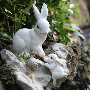 [2 Tượng Vườn Tượng Thỏ Handmade Cho Sân Sau Để Bàn