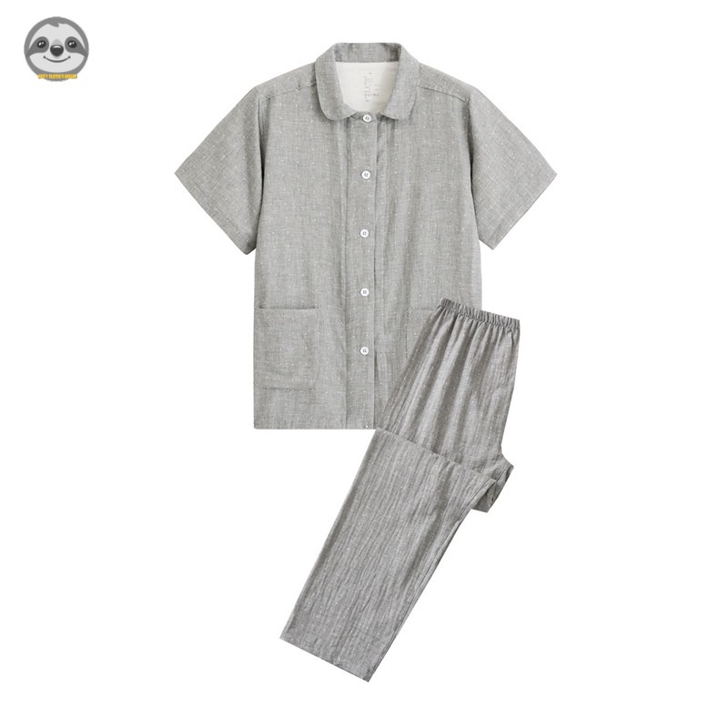 Phong Cách Nhật Bản muji Phong Cách / Áo Ngắn Tay / Quần Dài Hai Lớp Bằng cotton / Đồ Ngủ Dành Cho Cặp Đôi / Giản Dị