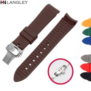 18/19/20/21/22 / 24mm dây đeo đồng hồ silicon mềm đường cong vòng đeo tay cổ tay dây đeo đa năng với bướm clasp cho rolex cho longines