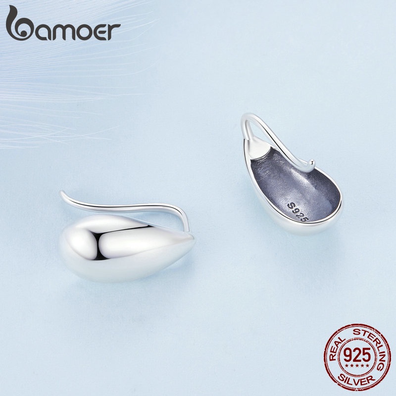 Bamoer Bạc 925 Giọt Nước Có Độ Bóng Cao Bông Tai Trang Sức Thời Trang Quà Tặng Cho Nữ