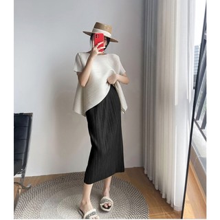 Miyake Xếp Ly Áo Vest Không Tay Top Rời Rộng Quần Phù Hợp Với Nữ Mùa Hè Cao Cấp Thời Trang Thường Ngày Hai Mảnh Phù Hợp Với