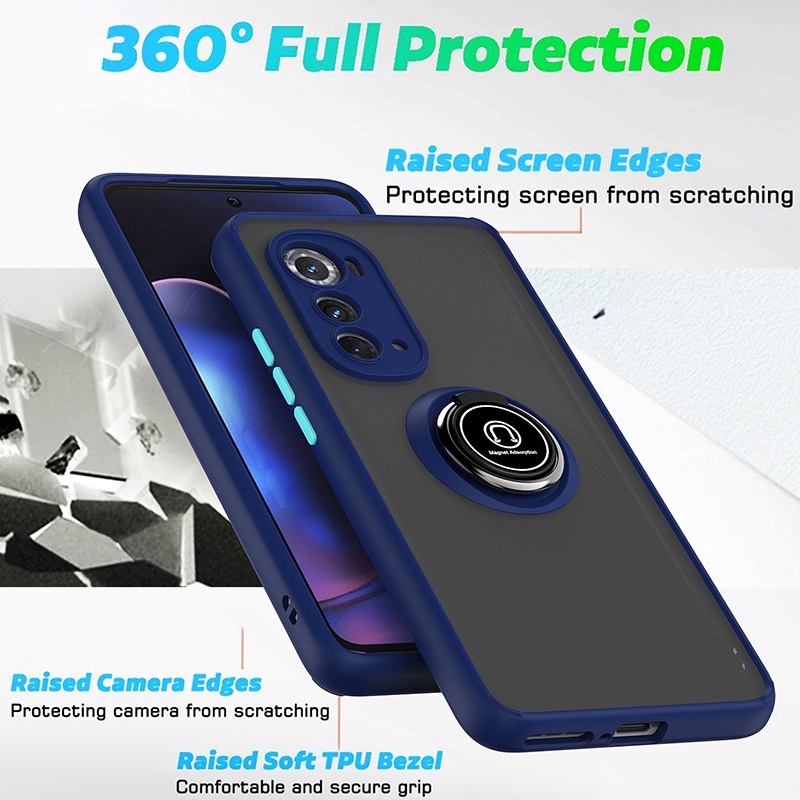 Dành Cho Motorola Edge + 2022 2023 2021 Vỏ Mờ Mờ Có Giá Đỡ Vòng Xoay Ốp Lưng TPU Chống Sốc