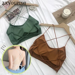 ZXYOUPING áo bra gym lưng hở lưng sexy áo lót thể thao - Áo Ngực Thể Thao Yoga Không Gọng Thép Dây Spaghetti