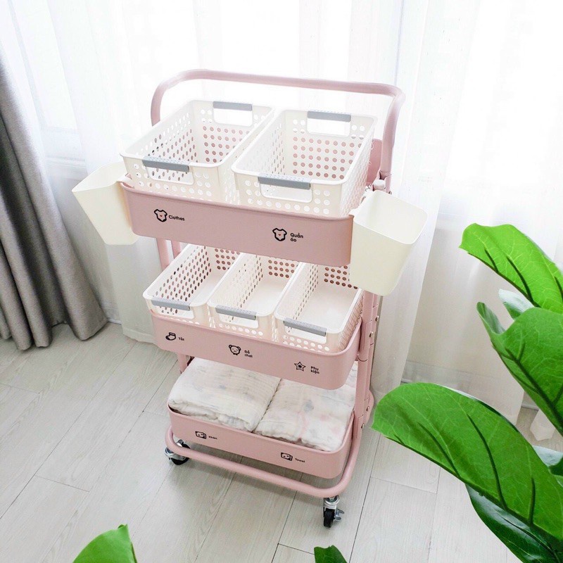 Kệ Bỉm sữa 3 Tầng Thiết Kế Châu Âu, Xe Đẩy Spa-XDT01