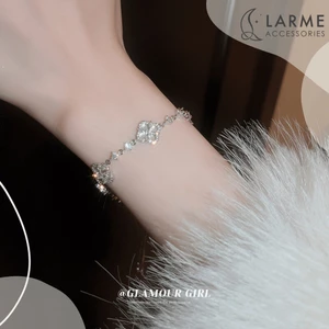 Lắc tay cỏ 4 lá vòng tay nữ màu bạc sang trọng freesize phong cách trẻ trung làm quà tặng Larme accessories -VT0167