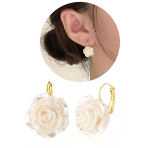 BTF Hoa nở Hoa Bông Tai Hoa Camellia Vòng Bông Tai Thời Trang Kẹp Trên Bông Tai