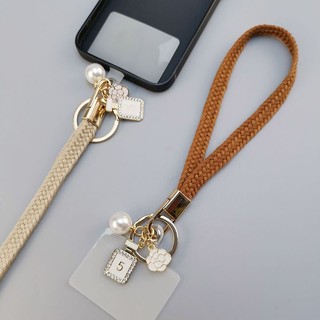 Mobile Dây Đeo Cổ Tay Dạng Ngắn Phong Cách Chanel Cho Điện Thoại