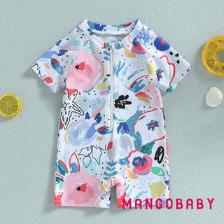Mgg-baby Bé Gái Bé Trai Rash Guard Đồ Bơi Playsuit In Màu Nước Dây Kéo Tay Ngắn Chống Nắng Bộ Đồ Tắm