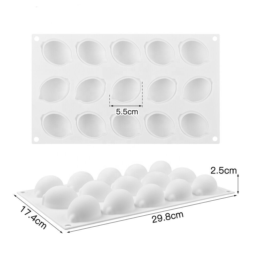 Khuôn silicone 15 Ngăn Tạo Hình Quả Chanh Làm Xà Phòng / chocolate DIY