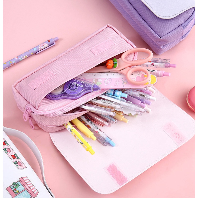 HT3 Wanderer Pencil Case Genshin Impact Văn phòng phẩm Túi học sinh Kunikurushi 3 lớp Dây kéo Bút dung tích lớn Storag
