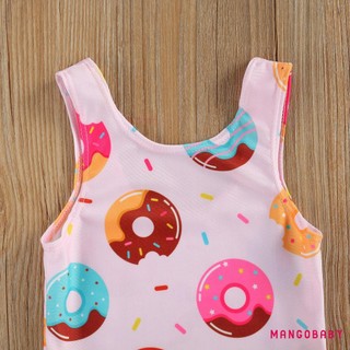 Mg-breathable Little Girls Đồ bơi một mảnh, Đồ bơi không tay in hình cua / bánh rán dễ thương cho kỳ nghỉ