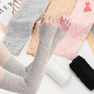 Găng Cánh Tay Chống Nắng Bằng Lụa Lạnh Phối Ren Thoáng Khí Bảo Vệ Chống Tia UV