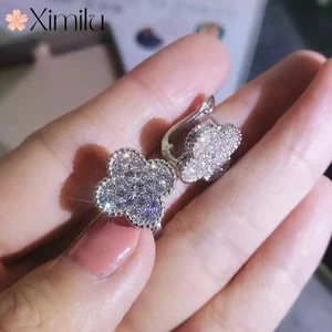 ⭐ Bông Tai Cỏ Bốn Lá Đính Đá Sang Trọng Phong Cách Pháp Cho Nữ