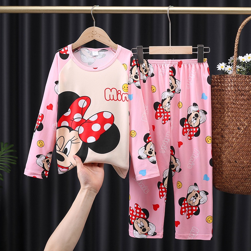 Trẻ Em Bộ Đồ Ngủ Trẻ Em 95-155cm Xuân Thu Quần Dài Tay Bé Gái Mỏng Hoạt Hình Công Chúa Bộ Đồ Ngủ Trung Lớn Trẻ Em Bé Trai Trẻ Em Học Sinh Homewear Suit A5G6
