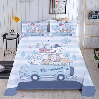 G13 Sanrio Cinnamoroll 3in1 Bộ chăn ga gối ga trải giường Vỏ chăn ký túc xá có thể giặt thoải mái Bộ đồ gia đình G13