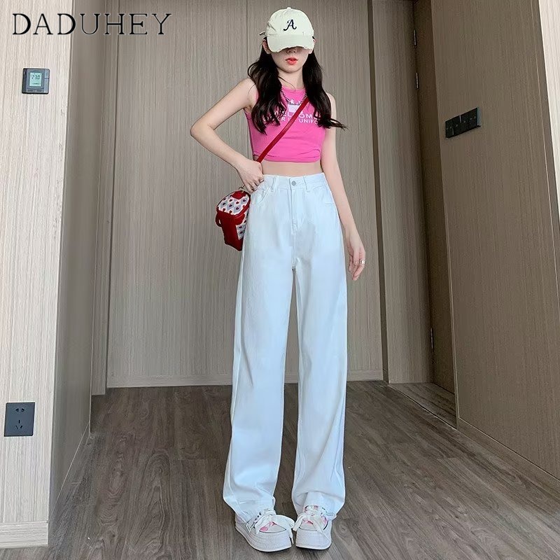 Ảnh DaDuHey New American Ins High Street Thin Jeans Niche High Waist Wide Leg Pants Large Size Trousers 3