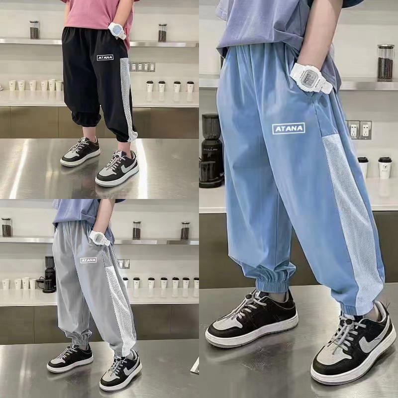 Phong Cách Mới Quần Thể Thao Trẻ Em Kích Thước 90-160 Quần Khô Nhanh Lưới Thoáng Khí Quần Muỗi Bé Trai Bé Gái Phiên Bản Hàn Quốc Thời Trang Quần Rời IXXA