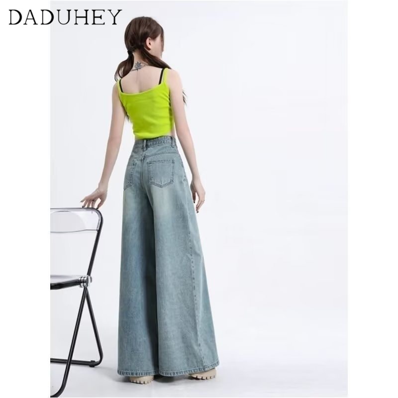 Ảnh DaDuHey New American Ins High Street Micro Flared Jeans Niche High Waist Wide Leg Pants Large Size Trousers 4