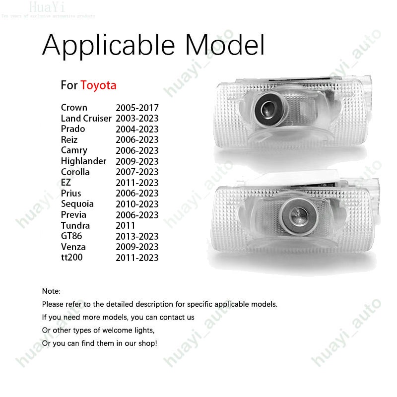2 Đèn LED Chiếu Logo Gắn Cửa Xe Hơi Toyota Camry Cho Crown Prado Reiz Harrier Highlander EZ Prius Tundra Venza Tt200