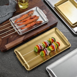 Đĩa Inox 304 Hình Chữ Nhật Phẳng Đựng Sushi Kiểu Hàn Quốc,Khay Inox Trang Trí Trưng Bày,Đựng Thức Ăn, Dụng Y Tế, Spa