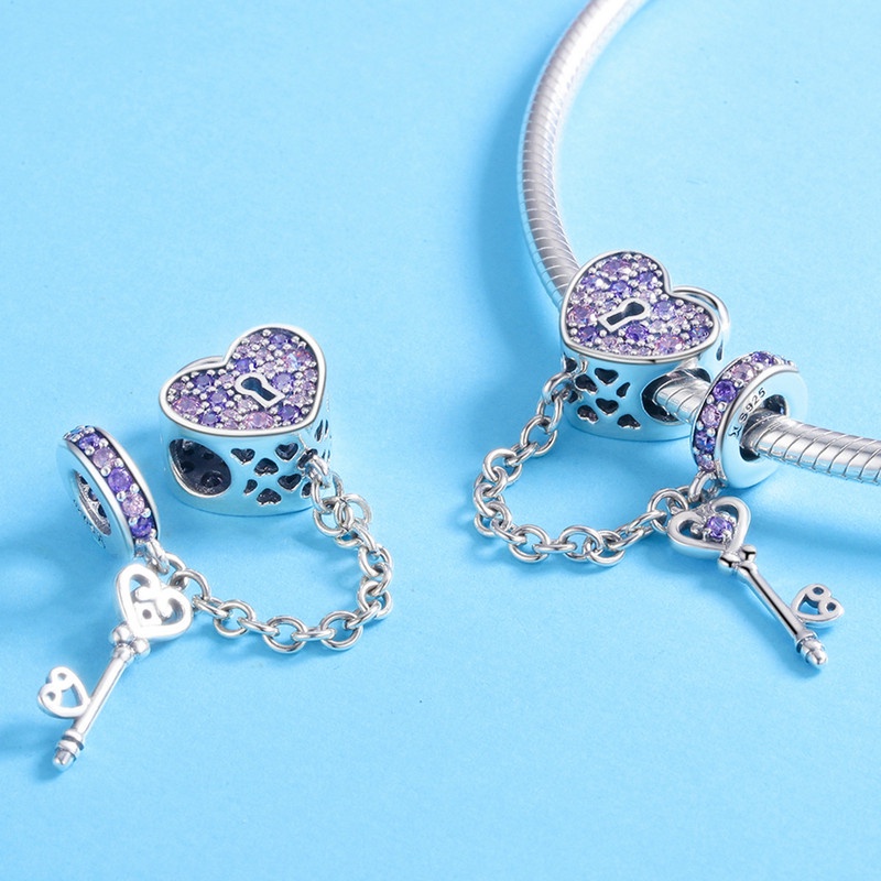 Bamoer Bạc Sterling 925 Hạt Các Loại Mutiple Hình Trái Tim DIY Phụ Kiện Cho Vòng Tay