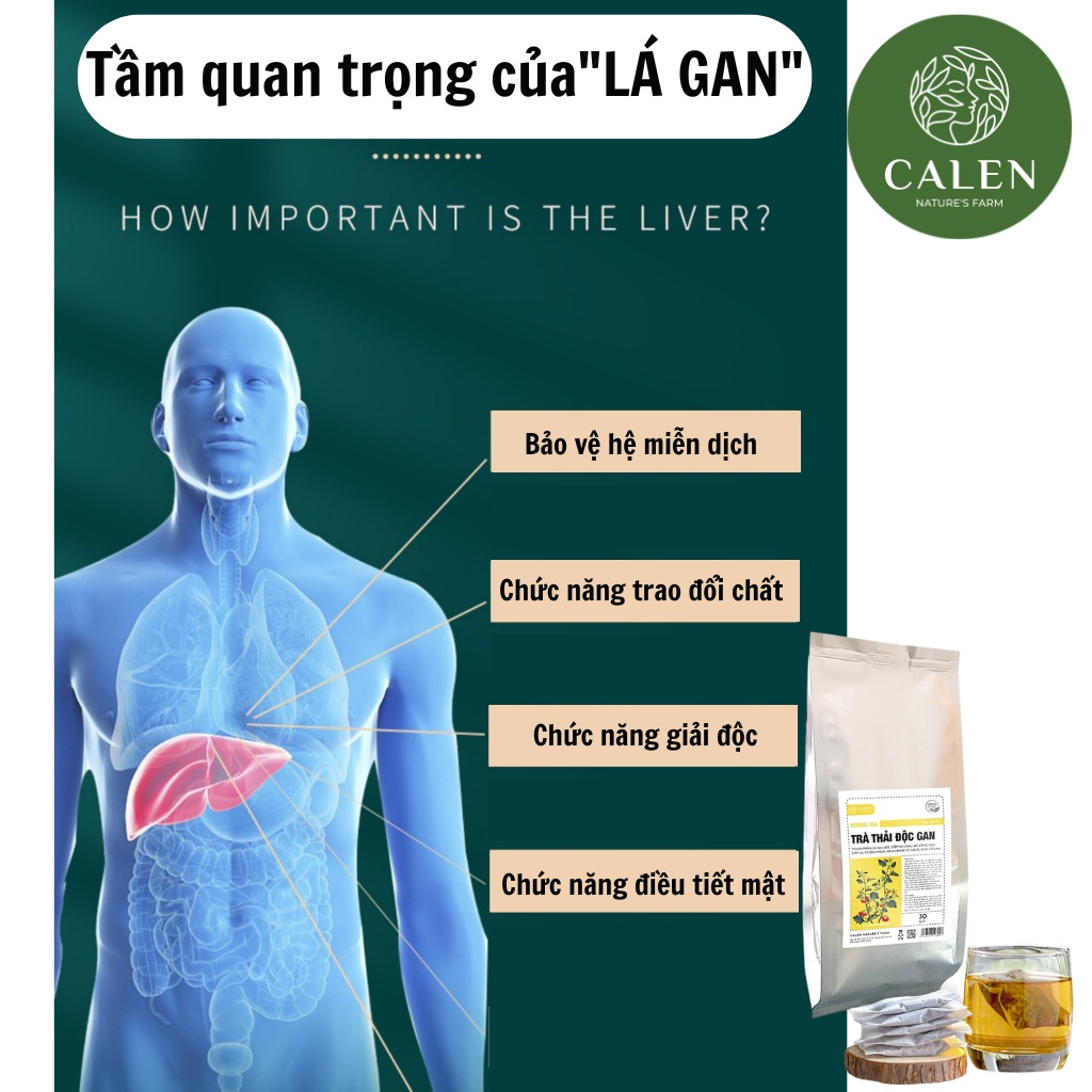 Trà bổ gan Calen Nature's Farm, hạ men gan, giảm xơ gan, tăng cường chức năng thải đôc gan Calen Herbal Tea