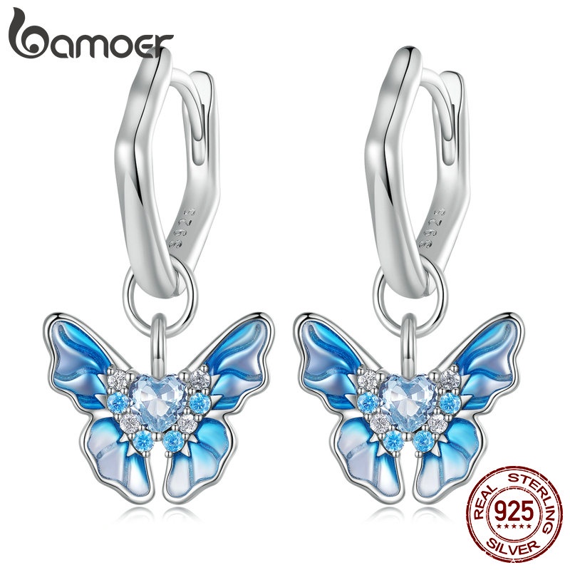 Bamoer Bông Tai Bạc 925 Hình Bướm Đơn Giản Thời Trang Cho Nữ