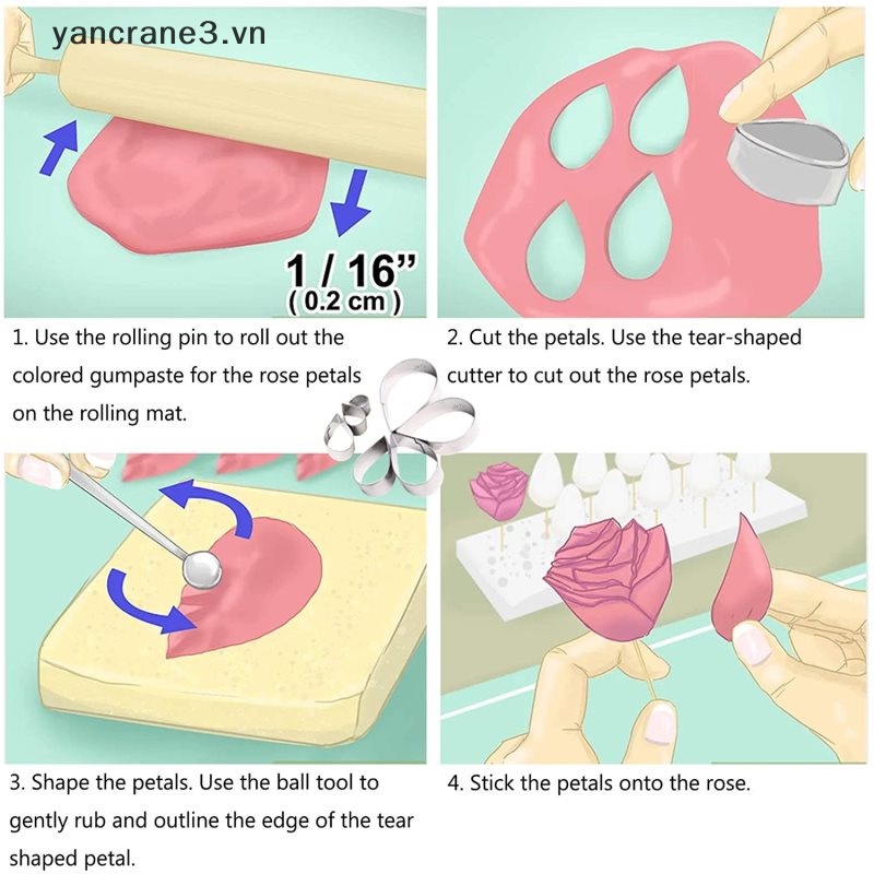 Bộ 7 Khuôn Cắt Bánh Mousse Bằng Thép Không Gỉ Hình Hoa / Trái Tim 3.vn