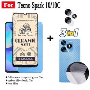 Kính cường lực gốm Tecno Spark 10C cho Tecno Spark 10 4G Spark 10 Pro Kính cường lực Bảo vệ ống kính máy ảnh 3in1