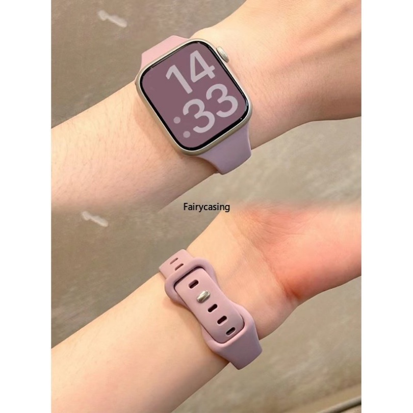 Starlight Band Silicone Slim Band Cho Apple Watch 46MM Band Ultra 2 49mm 45mm 41mm 44mm 40mm 38mm Dây đeo thể thao Dây đeo đồng hồ Vòng đeo tay cho iWatch Series 11 10 9 8 7 5 4 3 2 SE correa
