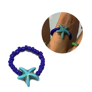 BTF Cầu Vồng Cơm Hạt Nhẫn Handmade Hạt Xếp Chồng Nhẫn Boho Trang Sức
