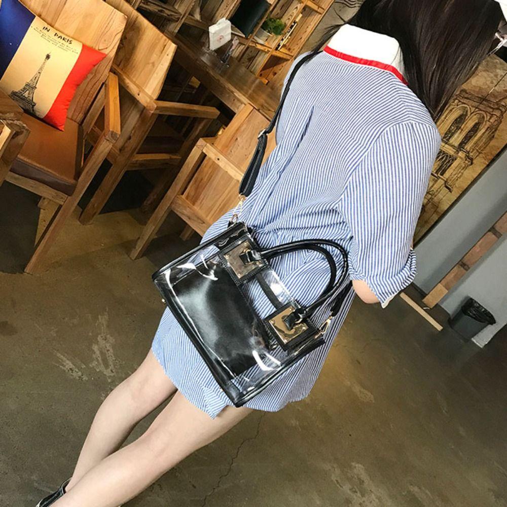 Túi xách vuông HOBBYIN, Túi đeo chéo có dây đeo có thể điều chỉnh dung tích lớn, Túi thạch trong suốt PVC thời trang mùa hè
