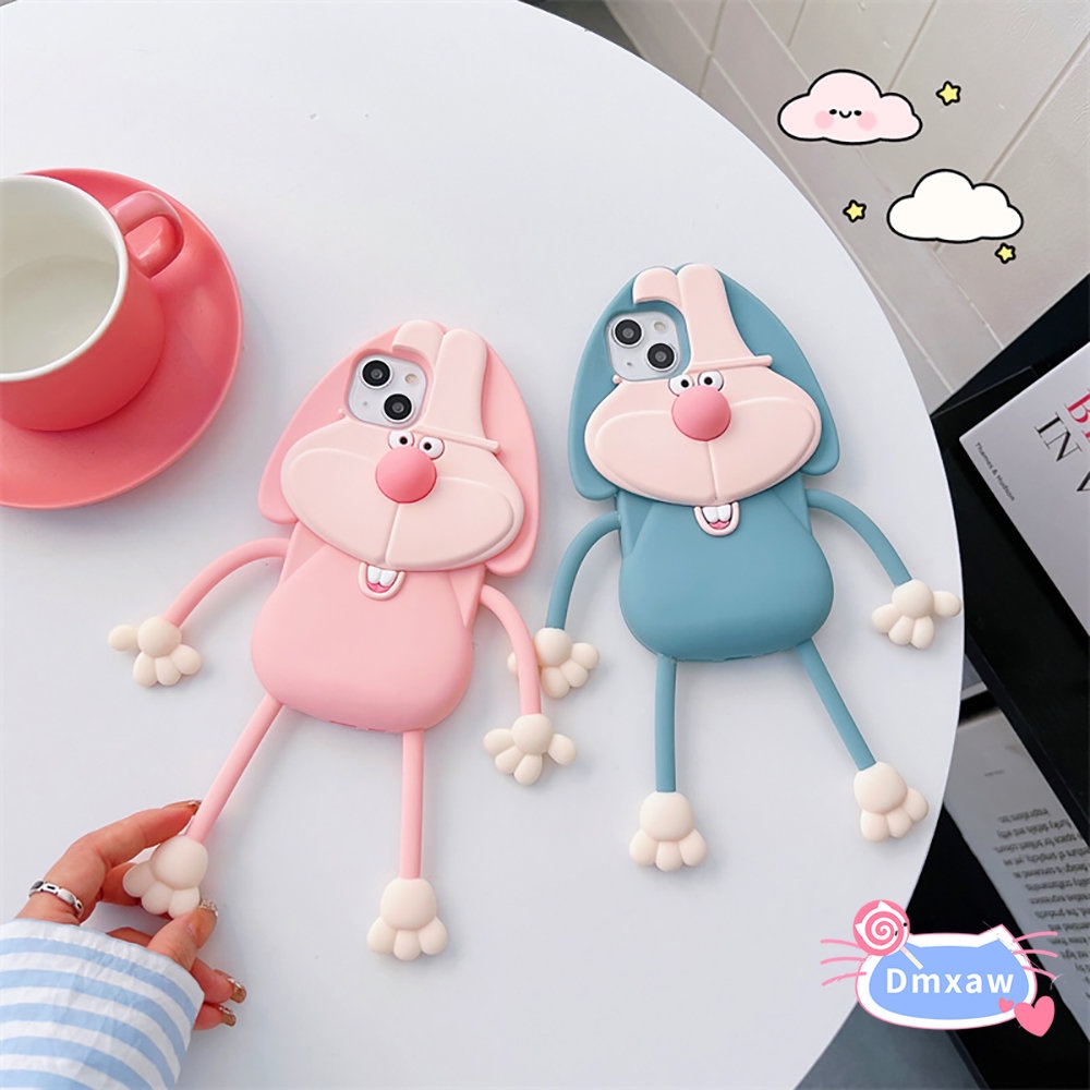 Ốp Điện Thoại Silicon Mềm Hình Thỏ Chuột Hoạt Họa 3D Cho iPhone 14 11 13 12 Pro Max Plus