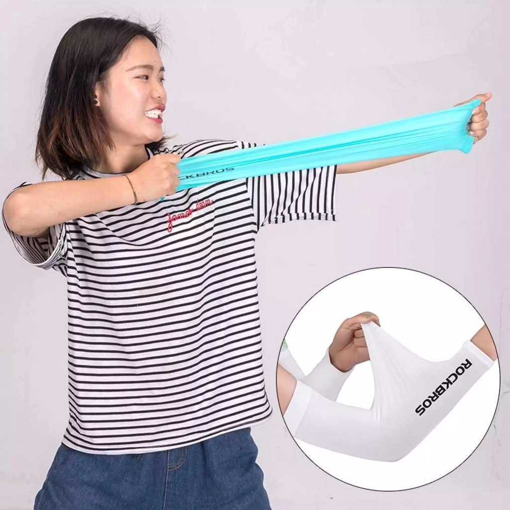 Rockbros Găng Cánh Tay Bằng Lụa Lạnh Mềm Mỏng Thoáng Khí Chống Tia UV An Toàn Cho Mùa Hè