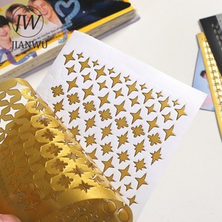 Jianwu 2 Gói / bộ Đơn Giản Bronzing Bạc Nóng PVC Goo Thẻ Trang Trí Miếng Dán Sáng Tạo DIY Sổ Tay Sổ Lưu Niệm Cắt Dán Văn Phòng Phẩm