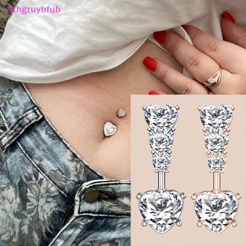 Khuyên Rốn Hình Trái Tim Đính Đá Zircon 14G
