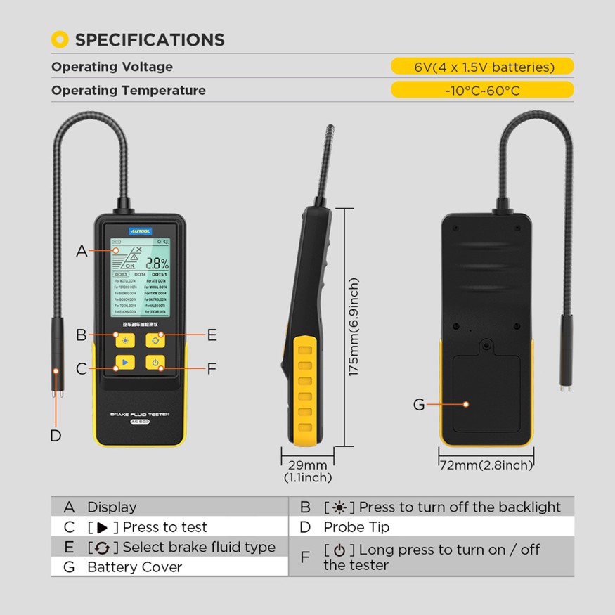AUTOOL AS502 - Thông số kỹ thuật